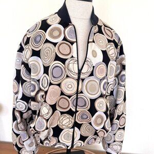 90's Mod Print Zip Up Lightweight Jacket - Neutrals - Gender Neutral - Sz Small
